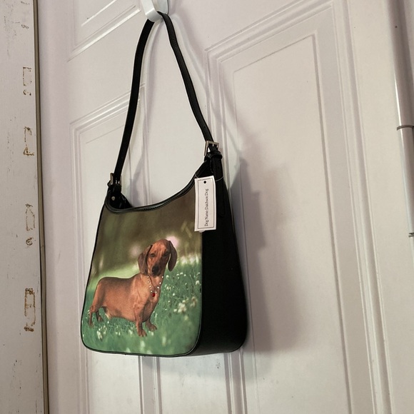 DACHSHUND Shoulder Bag Hand Bag Rhinestone Bling NEW 10 x 8 inches - Picture 9 of 14